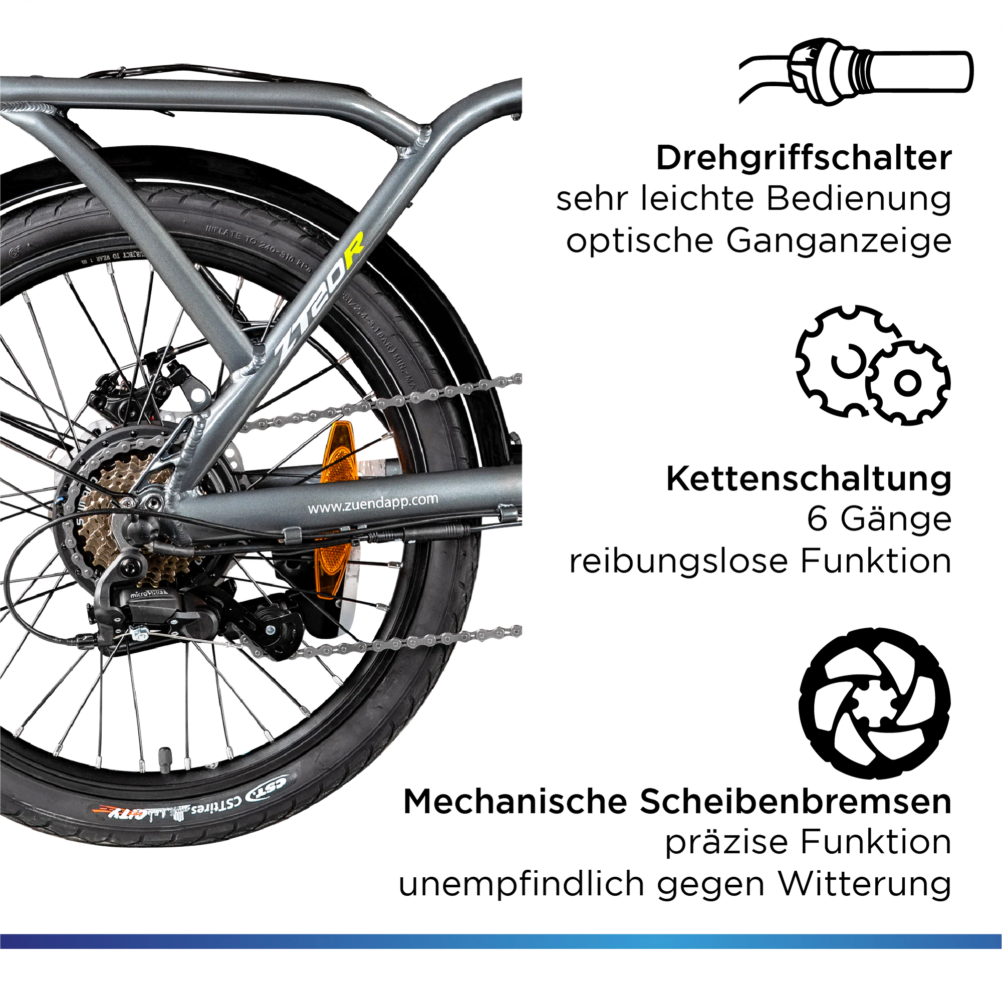 Zündapp ZT20R Ebike Klapprad für Erwachsene 145 - 180 cm Pedelec für Damen und Herren 20 Zoll mit 6 Gängen Elektro Bike Faltrad
