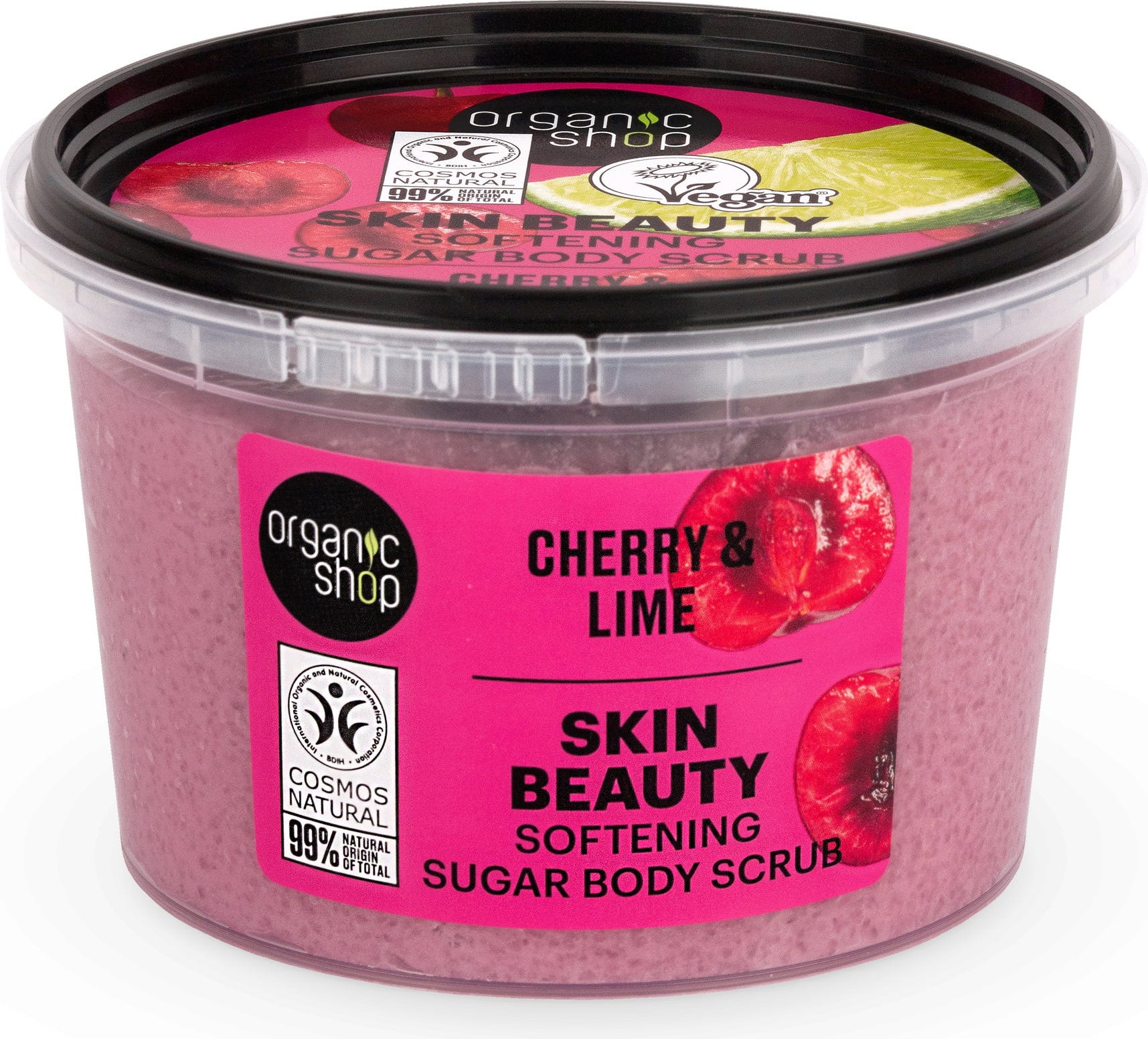 Organic Shop  Skin Beauty Softening Sugar Body Scrub Cherry & Lime, 250 ml