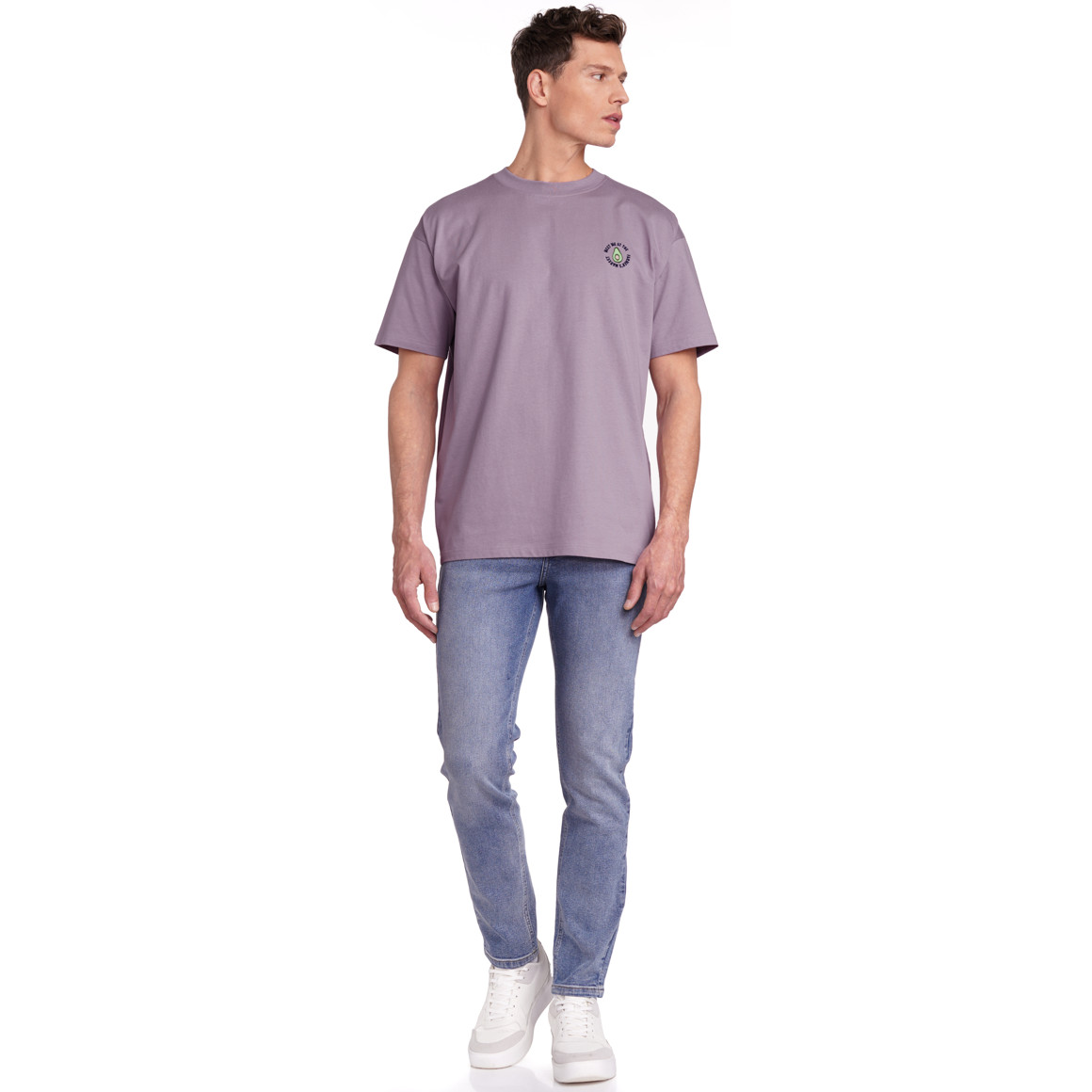 Jonas Nielsen Herren T-Shirt mit Stickerei helllila