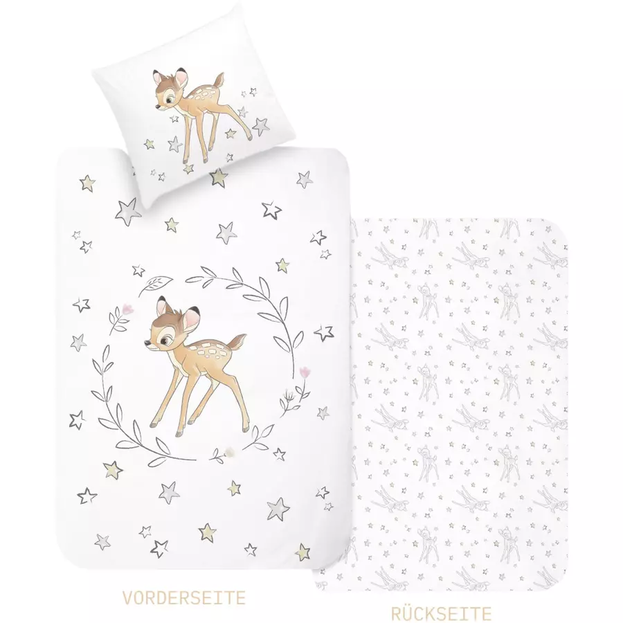 MTOnlinehandel Bettwäsche Klopfer und Bambi Kinder-Bettwäsche , Renforce, 80x80 + 135x200 Bambi und Klopfer