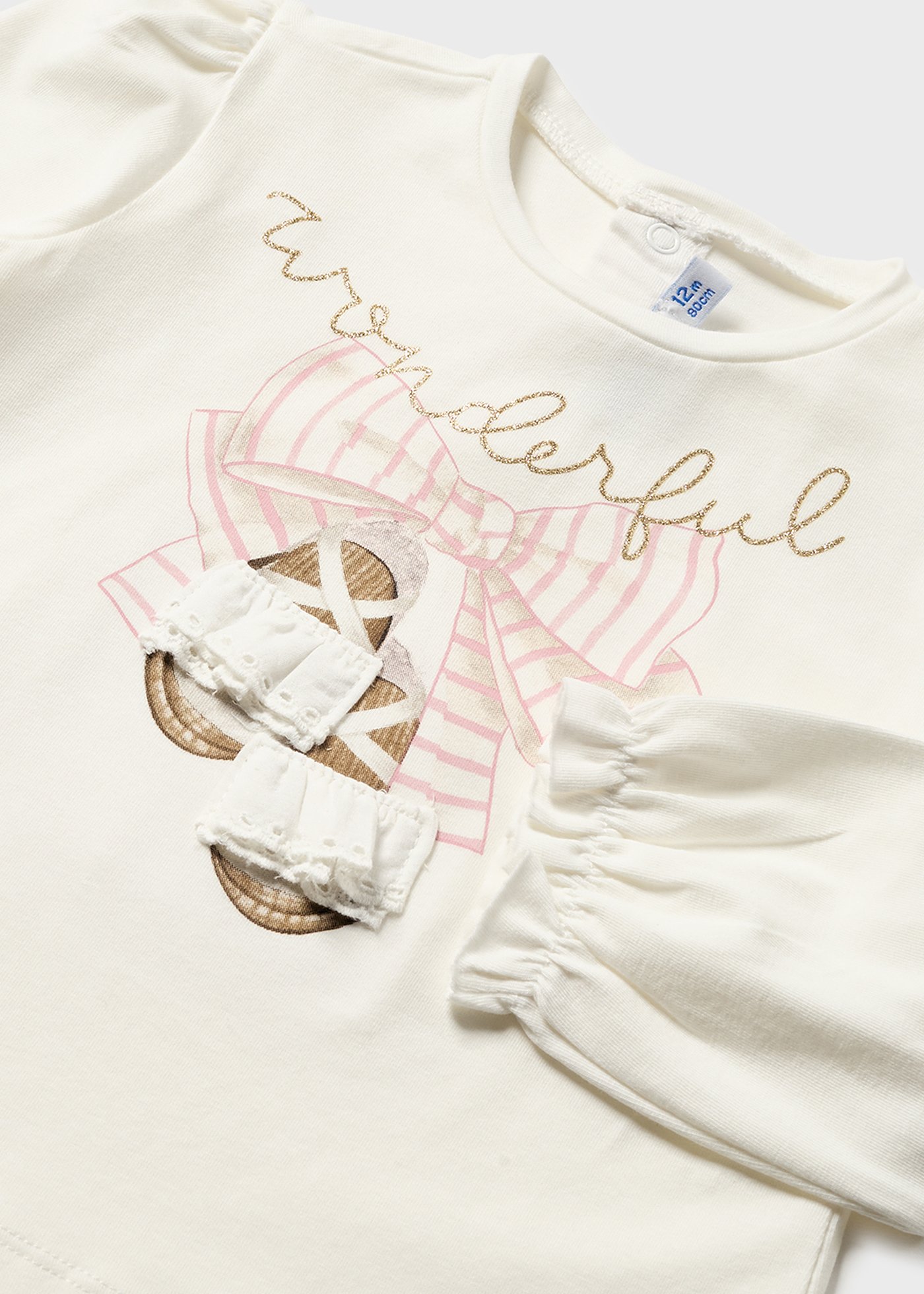 Camiseta de manga comprida feita de algodão sustentável para bebês