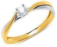 Verlovingsring in 14 karaat geel en witgoud met Diamant