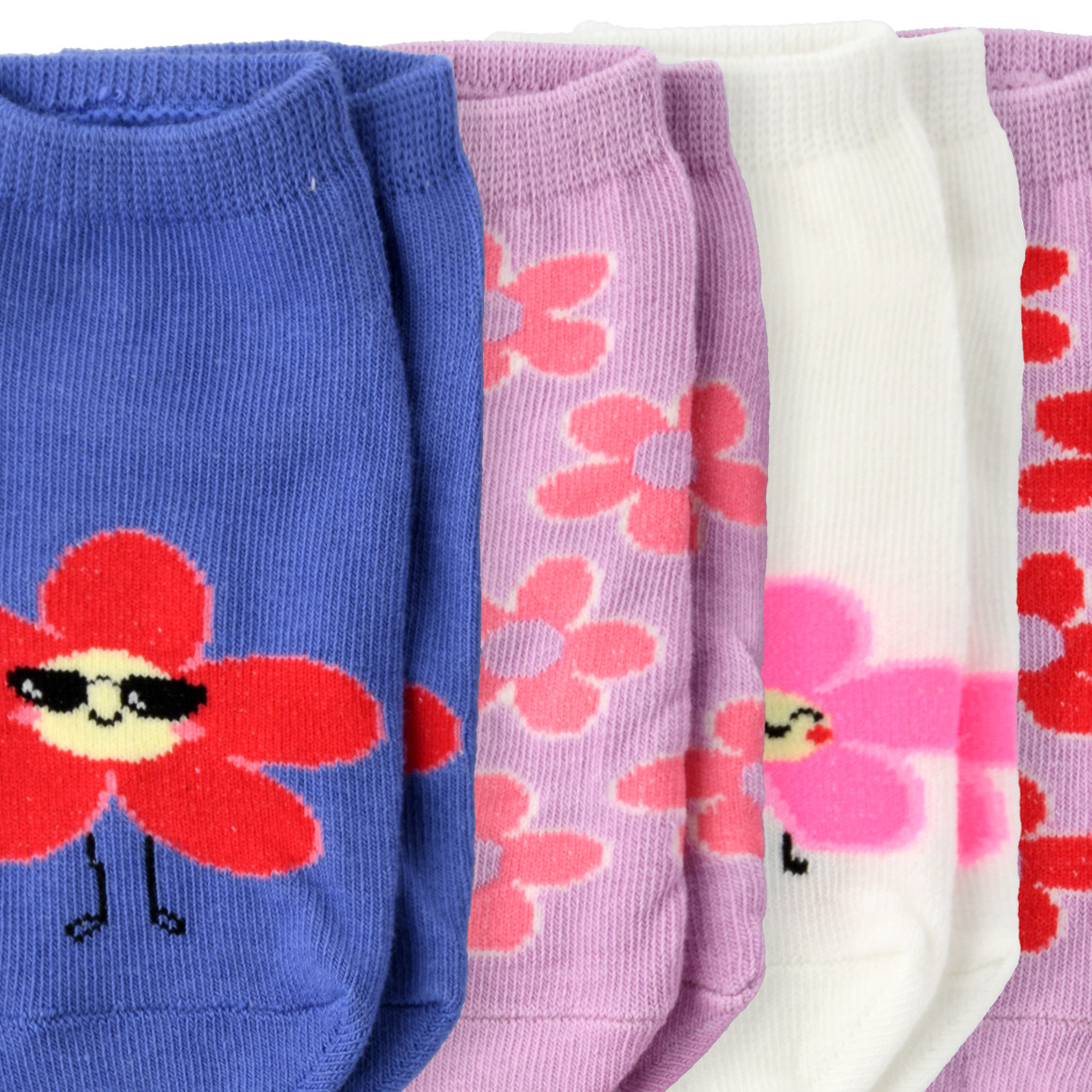 Famy 5 Paar Mädchen Sneaker-Socken im Set helllila / rosa / weiss