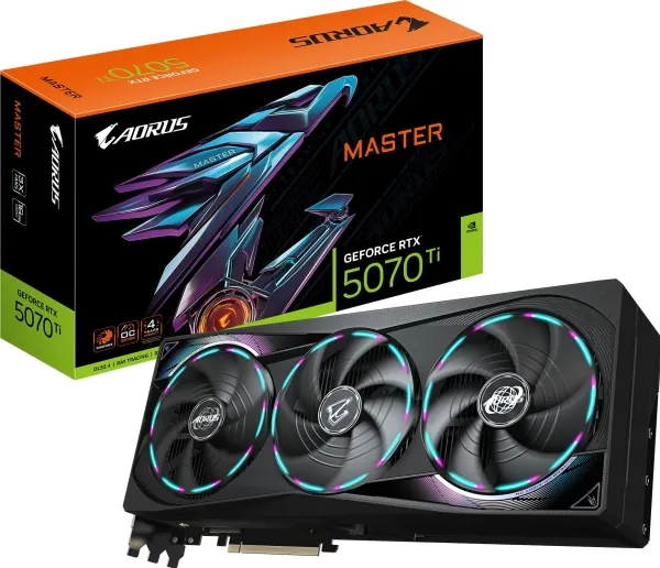 AORUS GeForce RTX 5070 Ti MASTER 16G - OC Edition - grafikkort - GeForce RTX 5070 Ti - 16 GB GDDR7 - PCI Express 5.0 - 3 x DisplayPort, HDMI