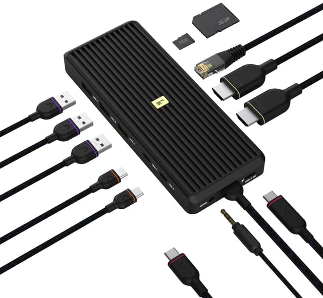 Unisynk 12 ports 8K 100W USB-C-hub (sort)