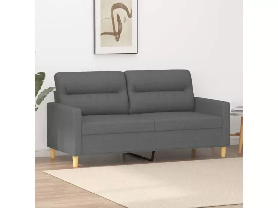 Canapé à 2 places Gris foncé 140 cm Tissu