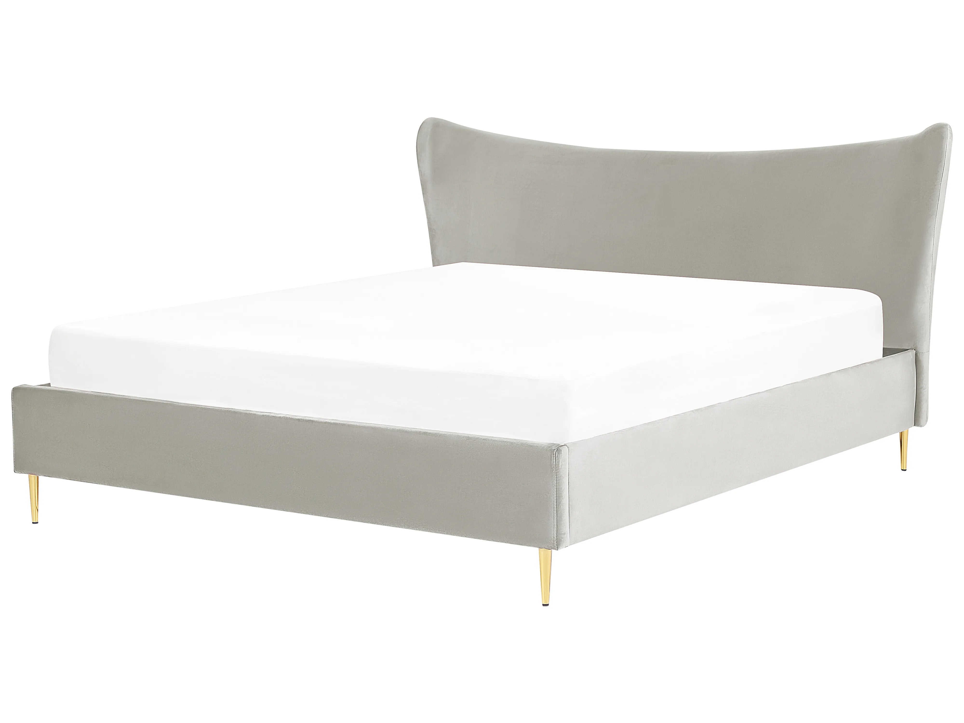 Bed Fluweel CHALEIX 180 x 200 cm Lichtgrijs