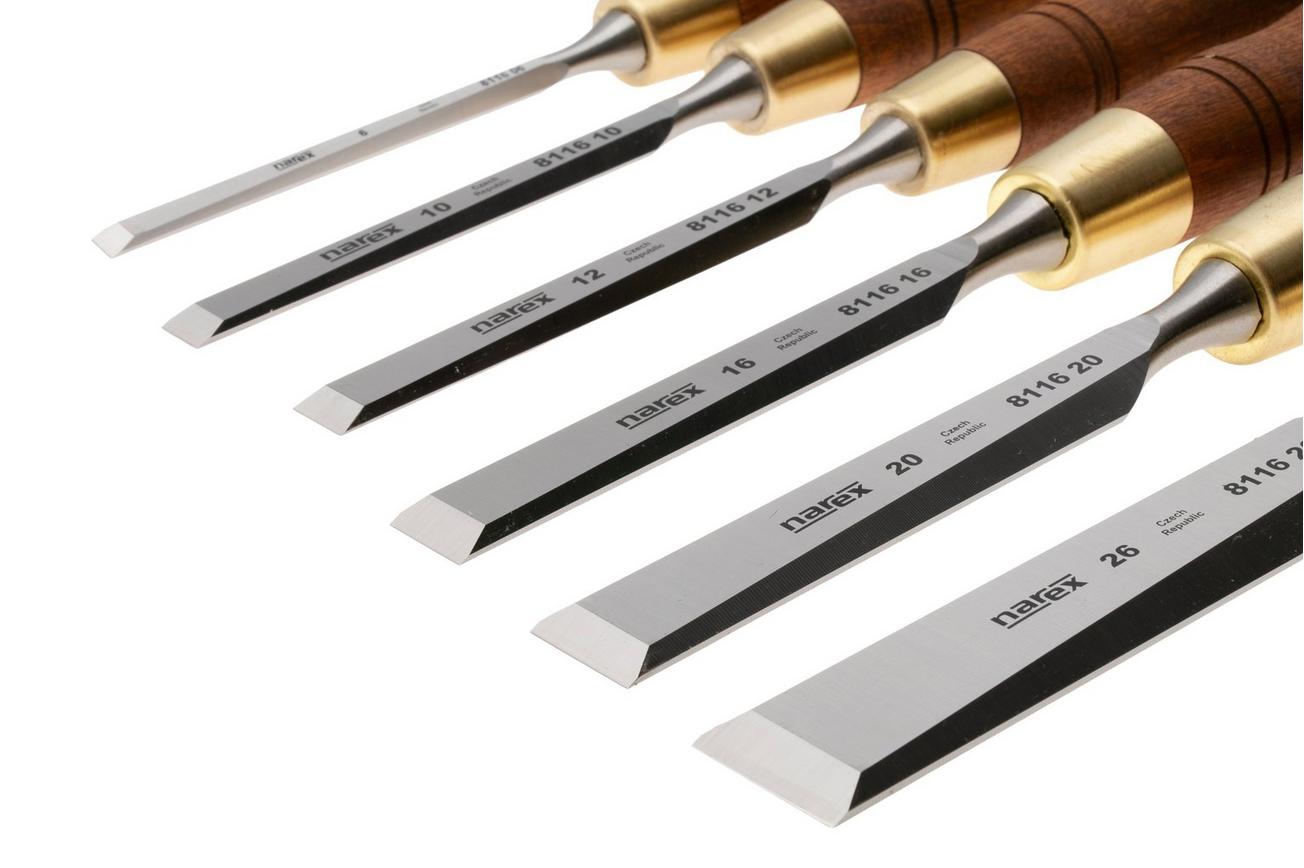 Narex Wood Line Plus Premium Bevel Edge Chisel Set 853200, beitelset 6-10-12-16-20-26 mm, 6-delig