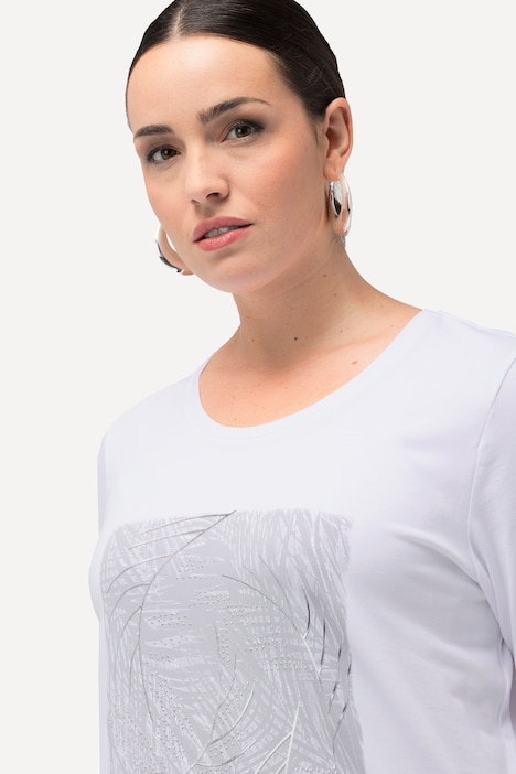 Shirt, Metallic-Druck, Rundhals, Langarm