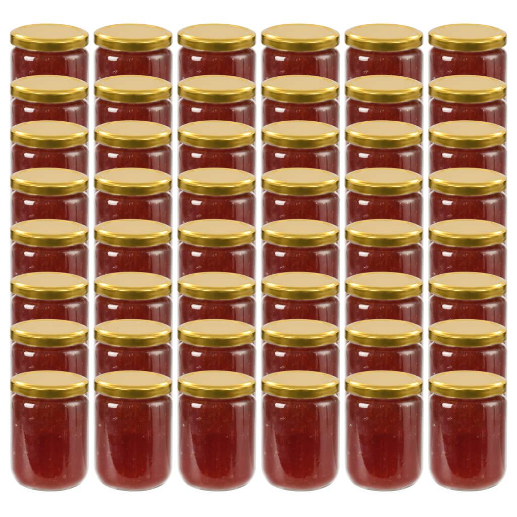 vidaXL Glazen jampotten, gouden deksels, 48 stuks, 230 ml