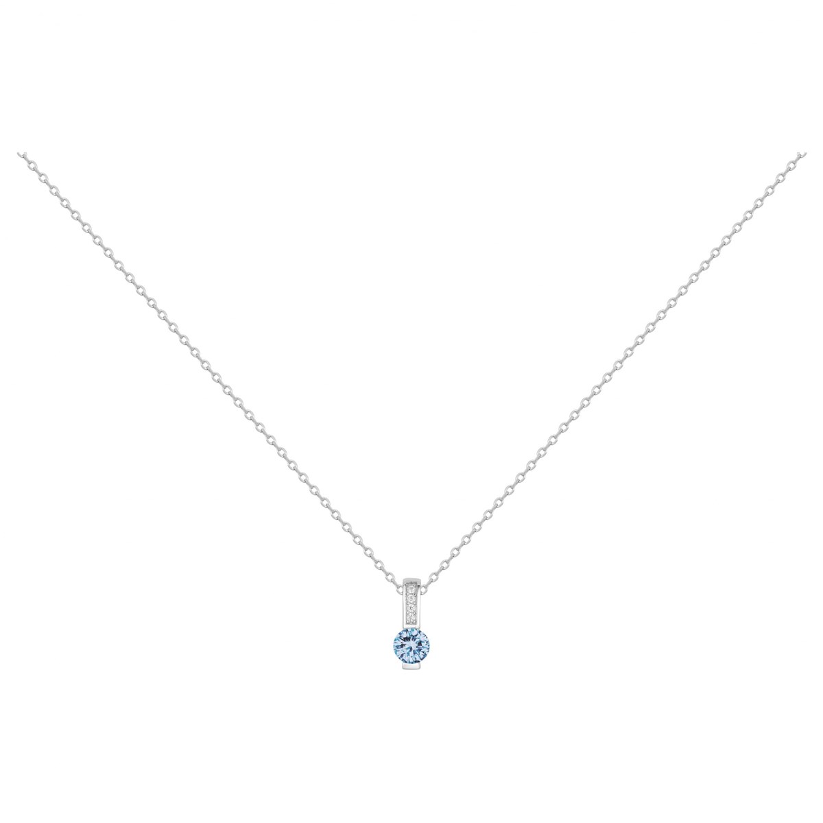 Collier mono-motif en Argent avec spinelle bleu topaze