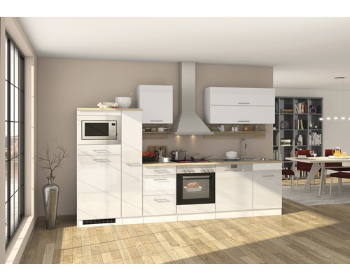 Held Furniture keukenblok zonder apparatuur Milan 310 cm wit hoogglans gedemonteerd omkeerbaar model 571.1.6210