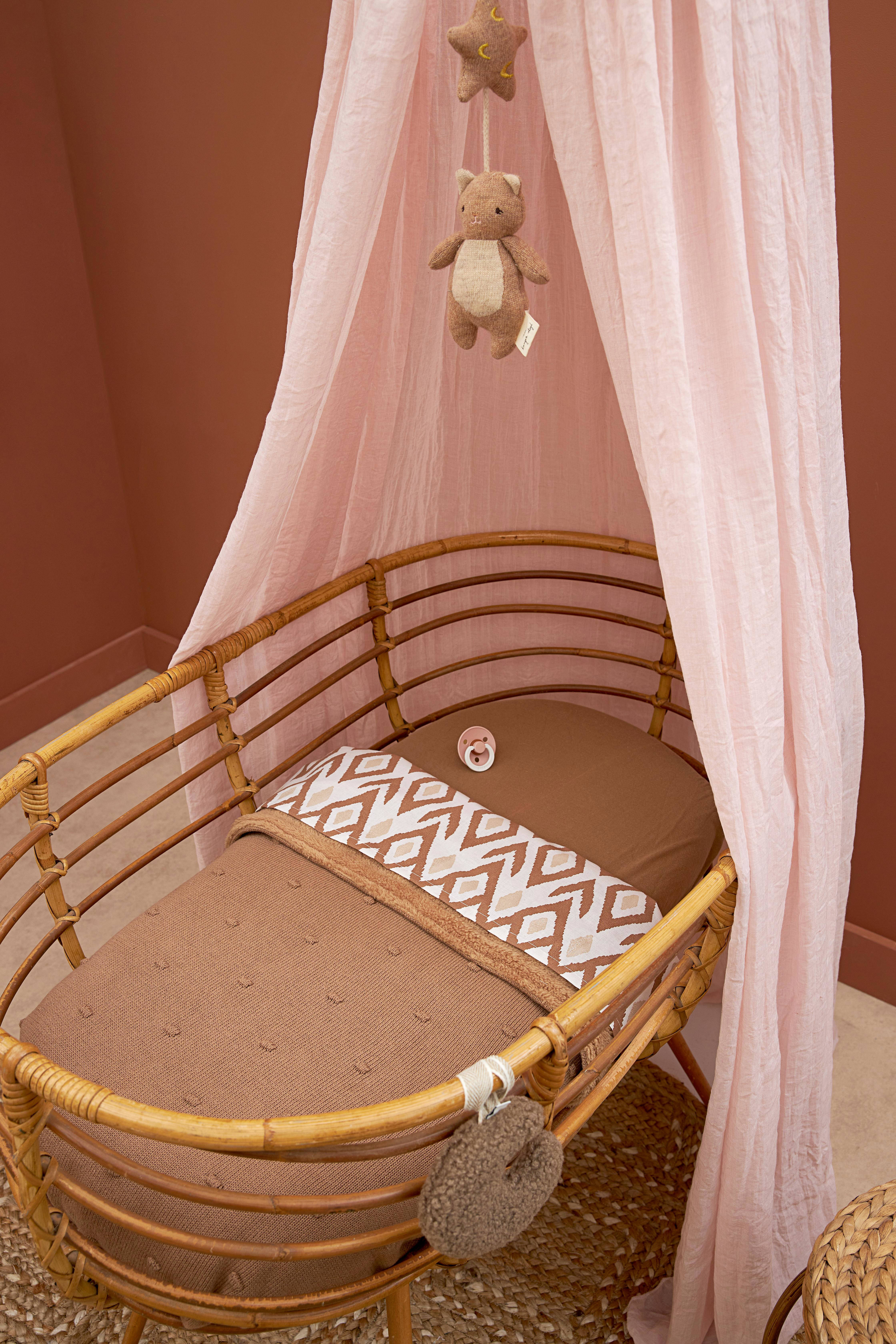 Meyco baby wieglaken Ikat/Uni 75x100 cm - set van 2 Sand/Toffee