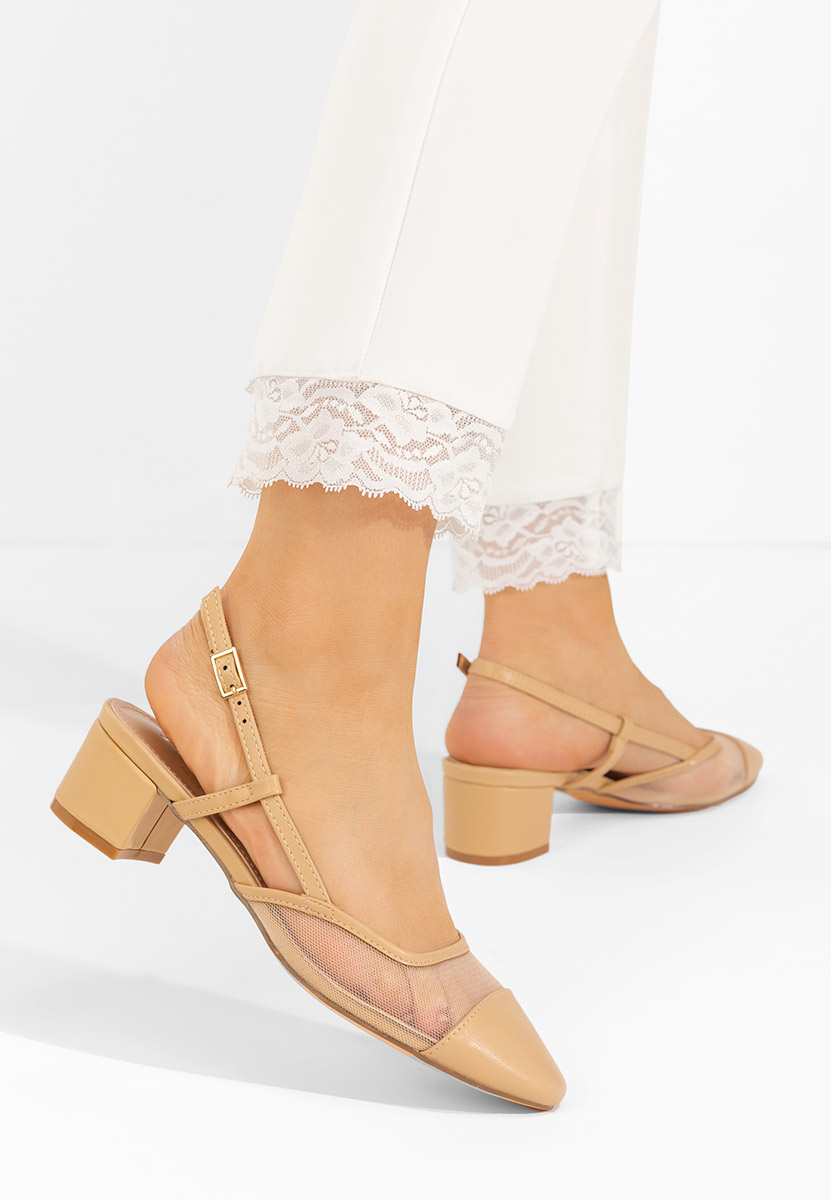 Chaussures à talon épais beige Velva
