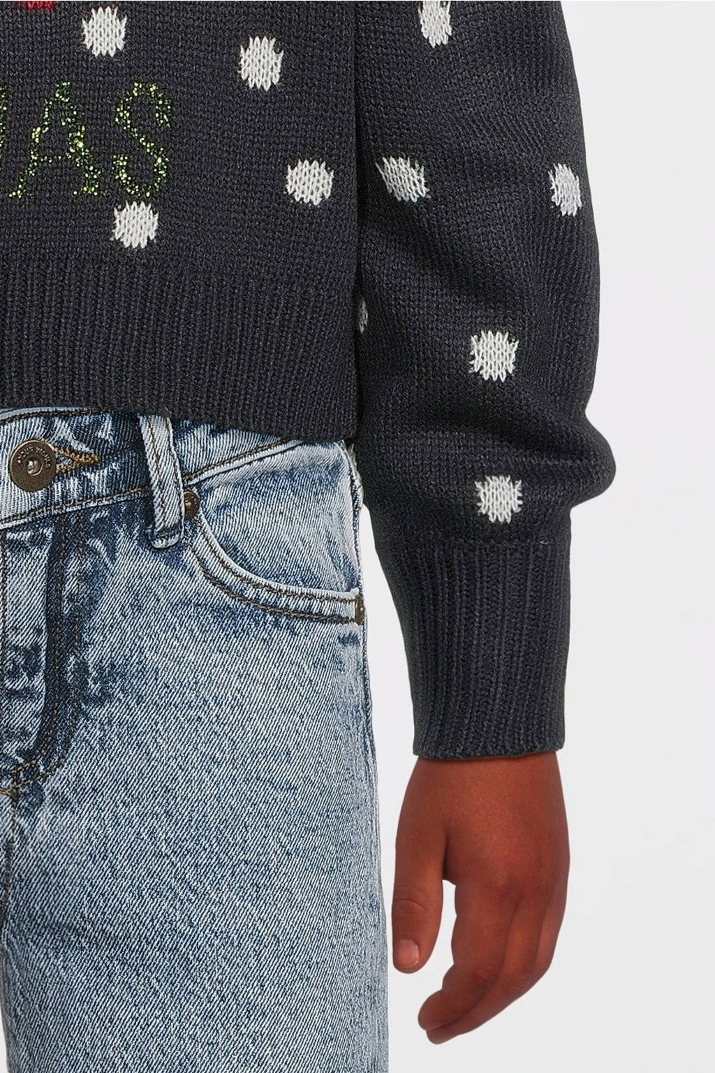 NAME IT kersttrui donkerblauw gebreid