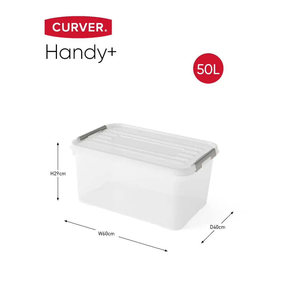 Curver Handy  Opbergbox - 50L - 2 stuks - Transparant met deksel