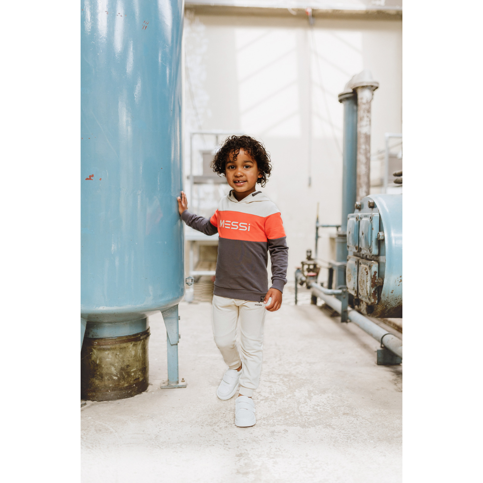 Messi Kinder-Hoody Verschnitt brushed dunkelgrau