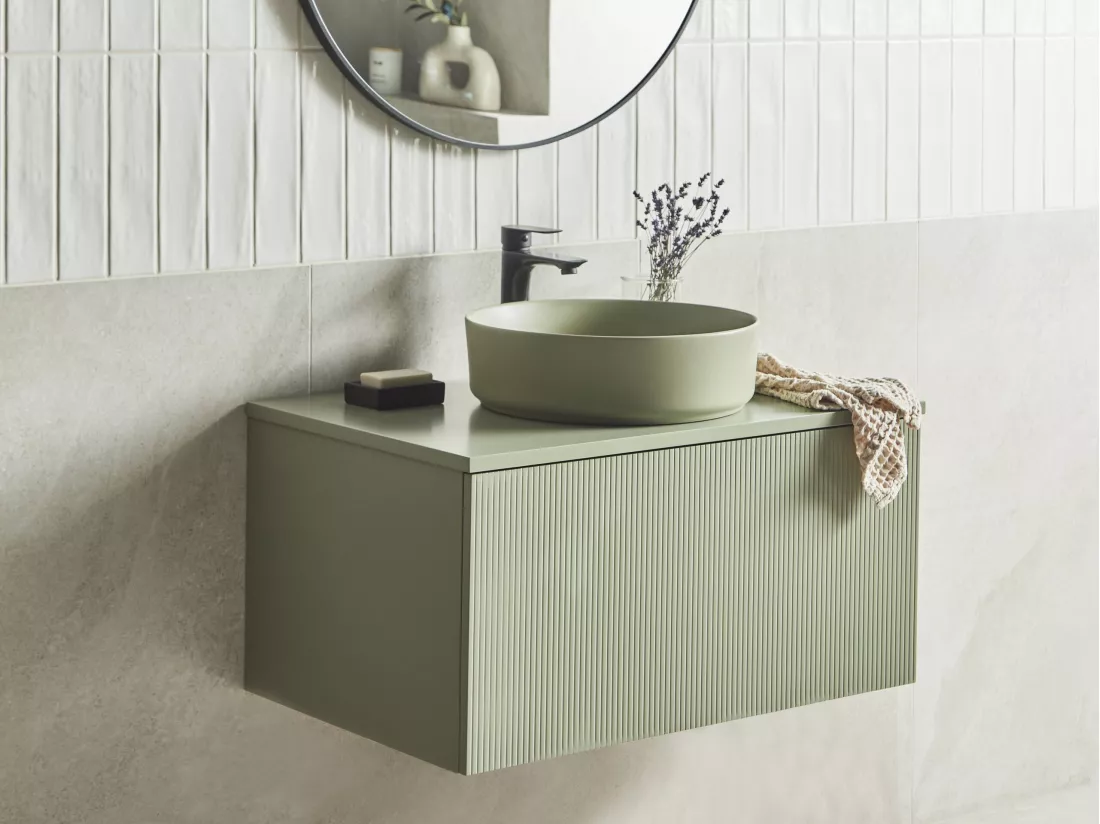 Meuble lavabo mural ALZIRA 80 cm 52 cm 40 cm Vert clair
