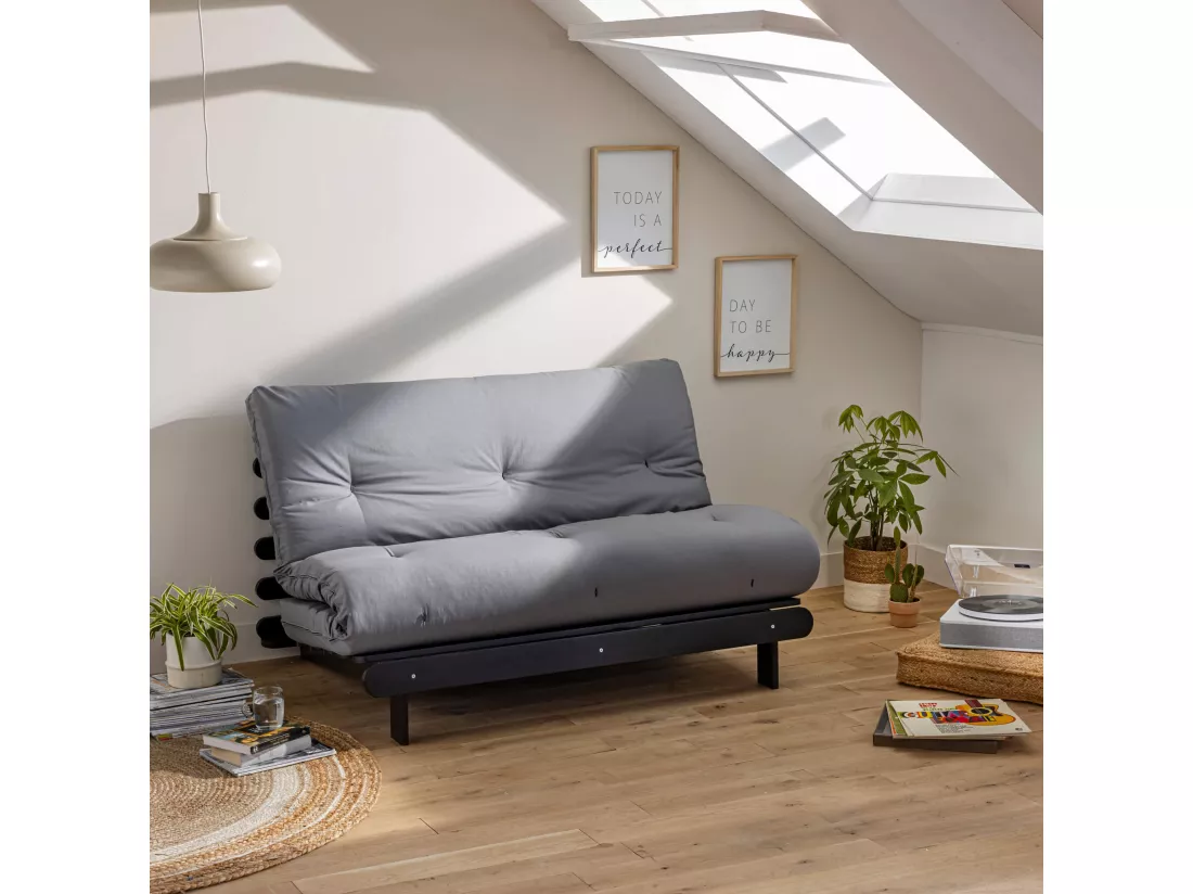 Matelas futon gris clair coeur en latex 90x200