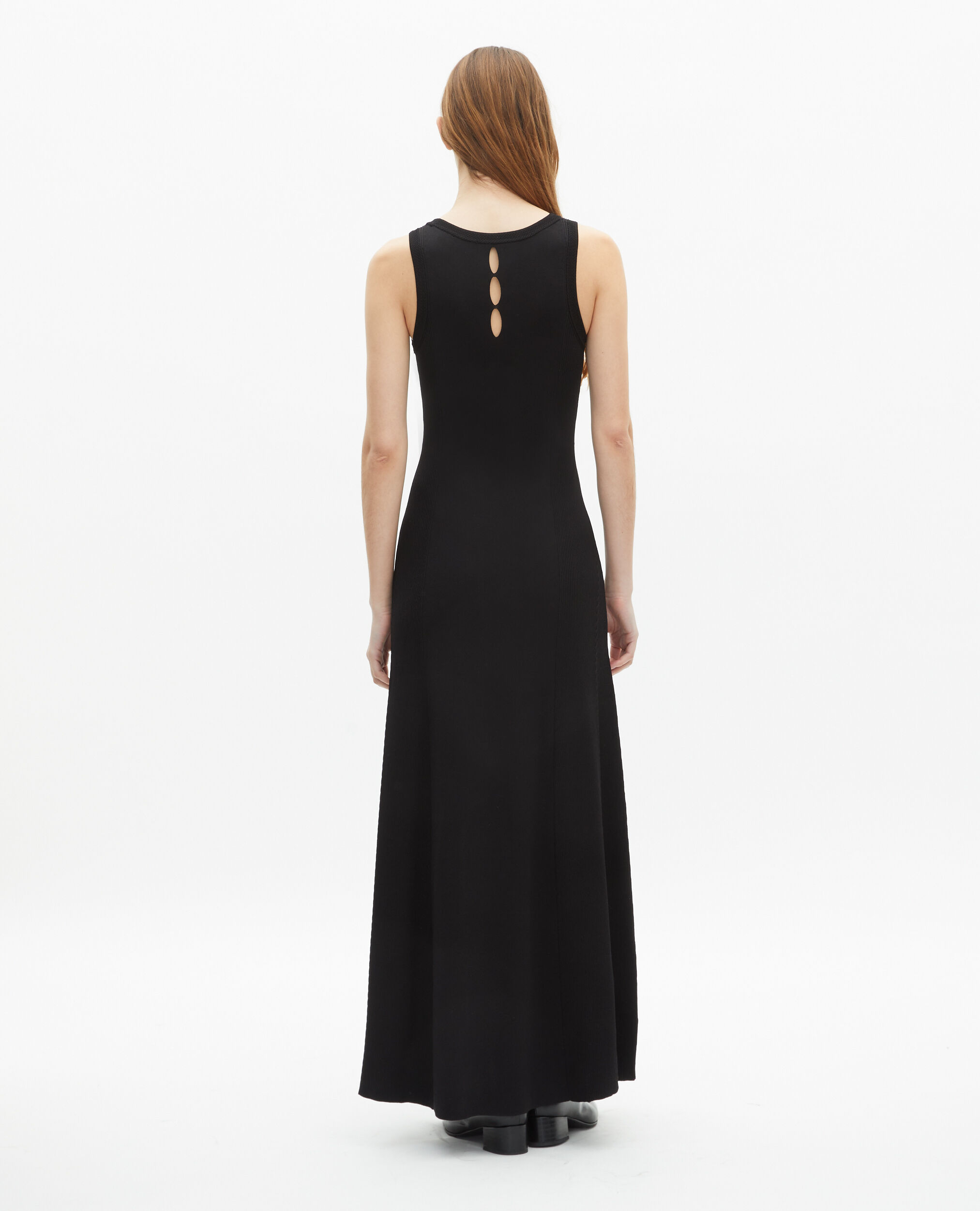 Robe longue sans manches en maille noire