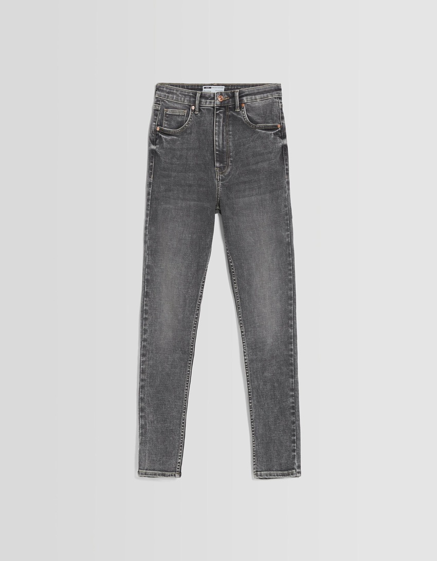 calça jeans skinny de cintura super alta