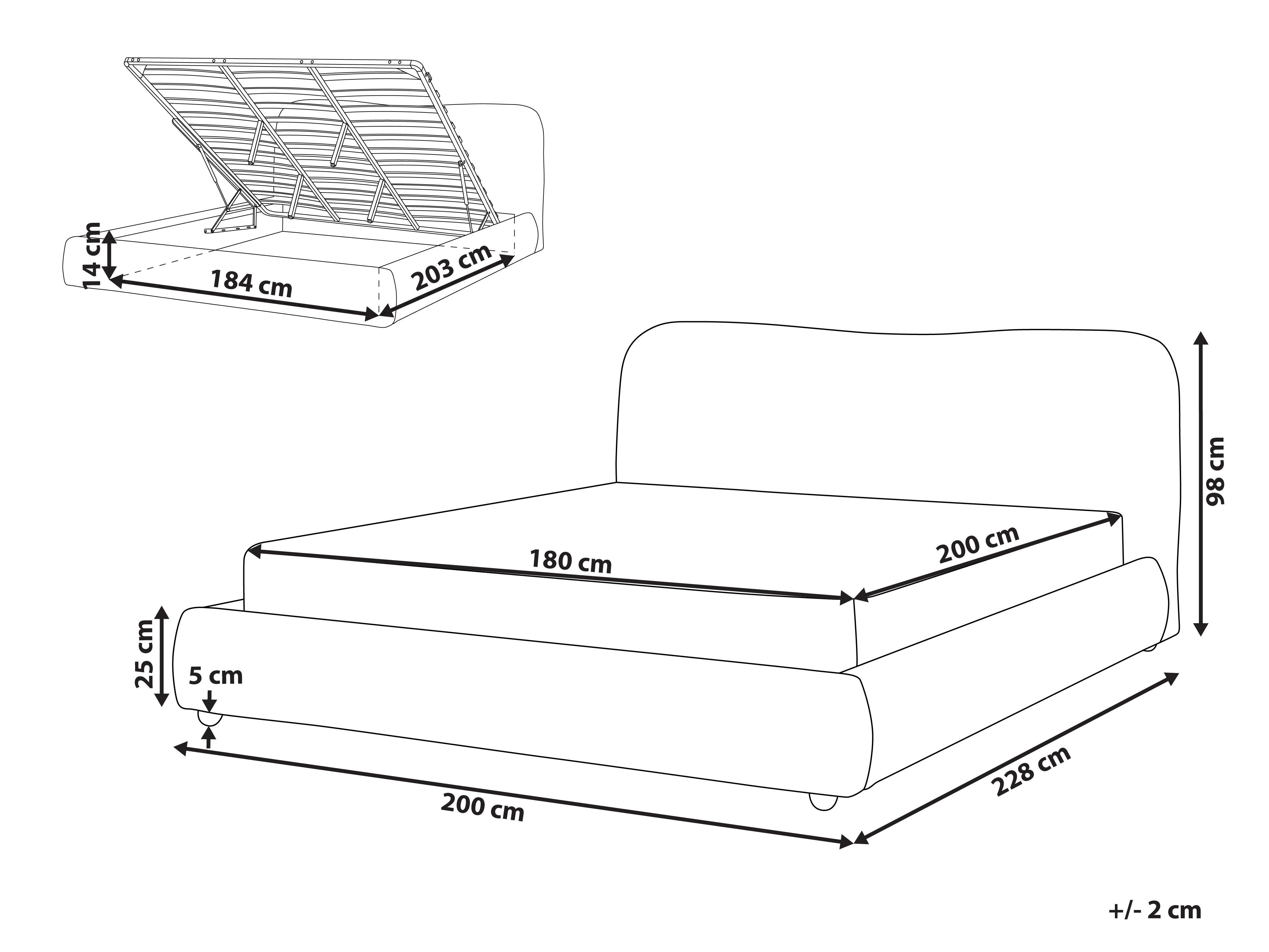 Bed met opbergruimte Bouclé BLAGNAC 180 x 200 cm Gebroken wit