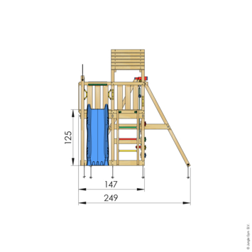 Speeltoestel Jungle Gym Safari grenen geïmpregneerd met glijbaan blauw en 2-schommel module