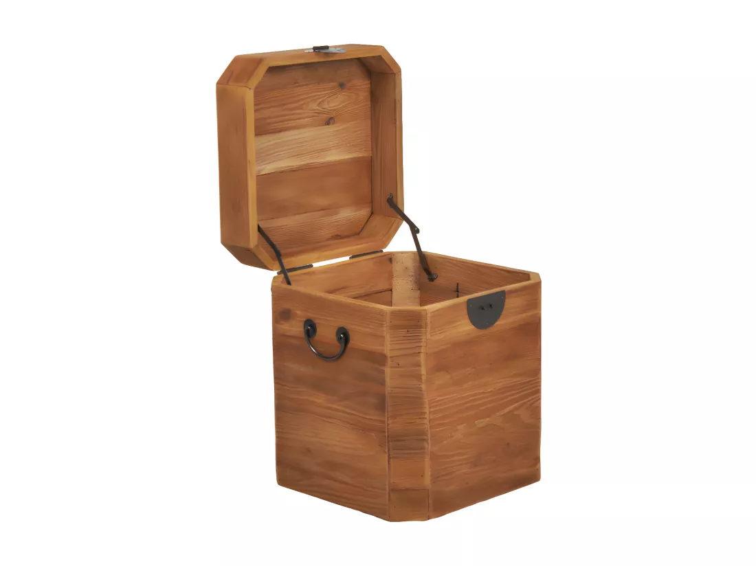 Coffre de rangement 48 cm bois de pin recyclé avec poignées – CHALET