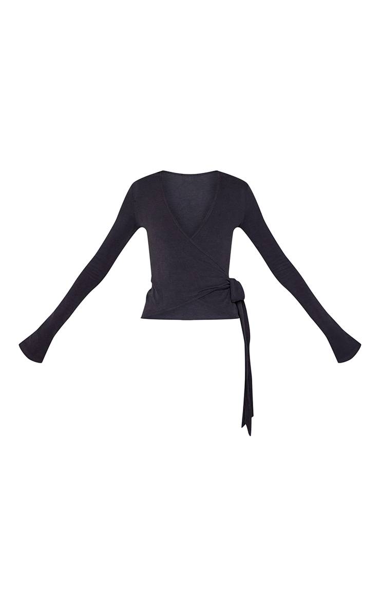 Bleu Marine Haut De Yoga Tall Plt En Coton Doux À Encolure Cache-cœur