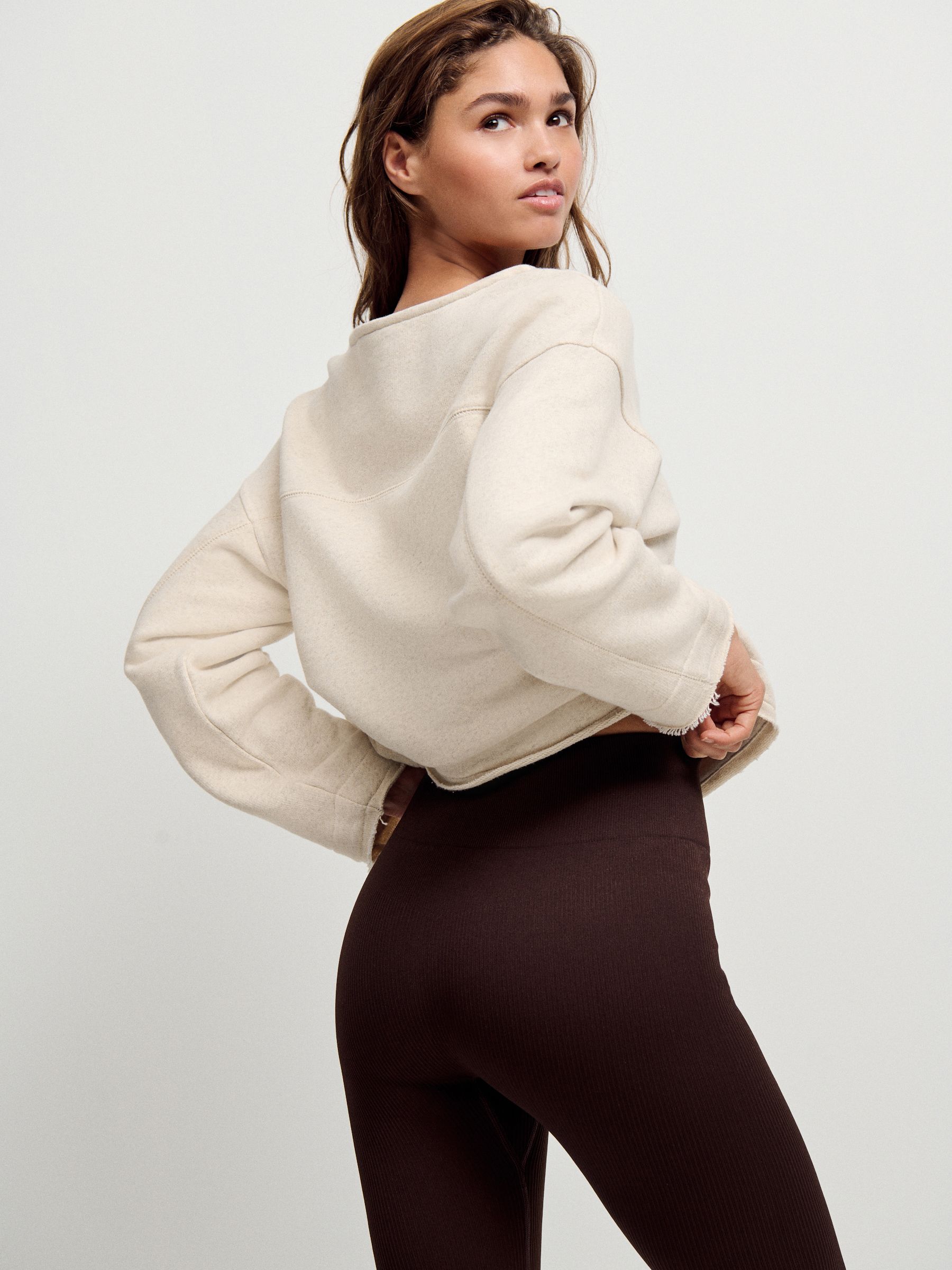 Chocoladebruin - Geribbelde kickflare leggings