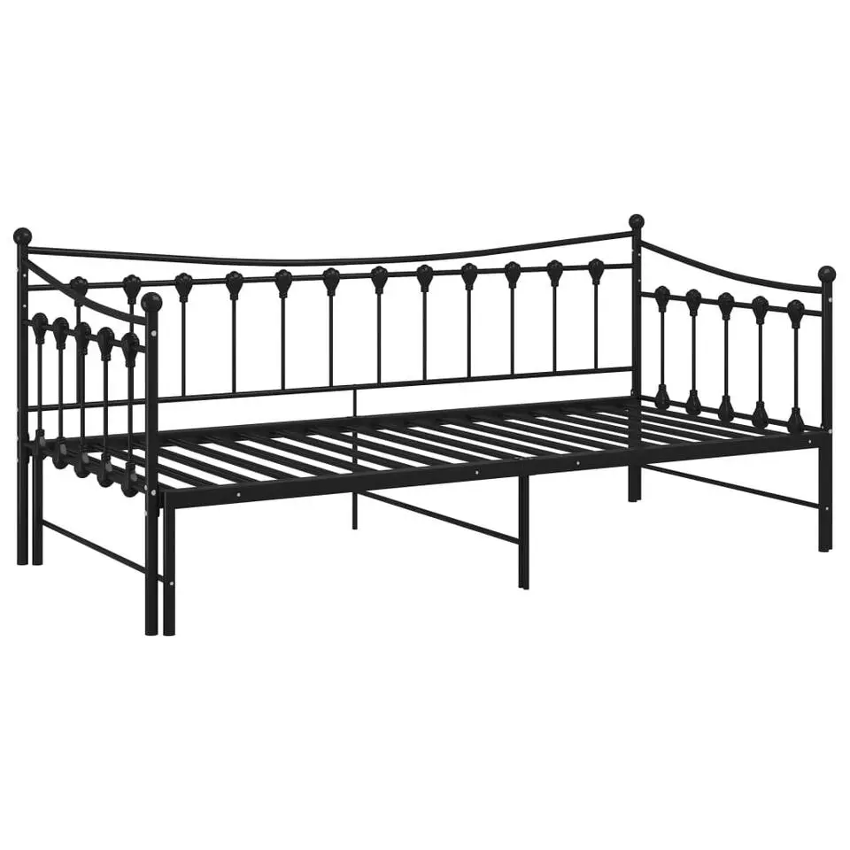 vidaXL - Onderschuifbedbank - Zwart - Metaal - 90x200 cm