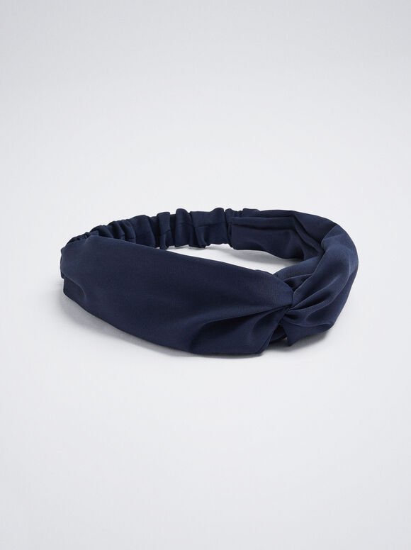 Faixa de cabeça tipo turbante com nó - Azul