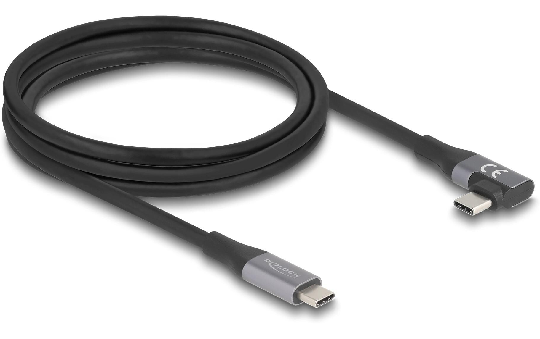 USB4-Kabel 20 Gbps PD 3.1 240 W USB C - USB C 2 mDelock USB 20 Gbps Kabel gewinkelt links / rechts USB PD 3.1 Extended Power Range 240 W 2 m