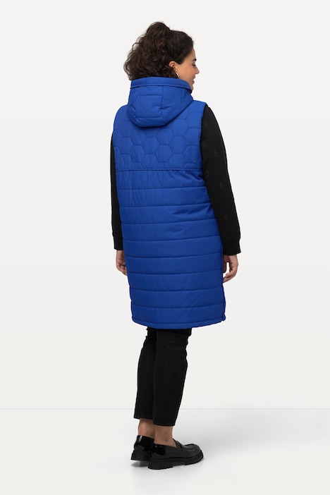 HYPRAR Long-Steppweste, Steppmix, 2-Wege-Zipper, Kapuze