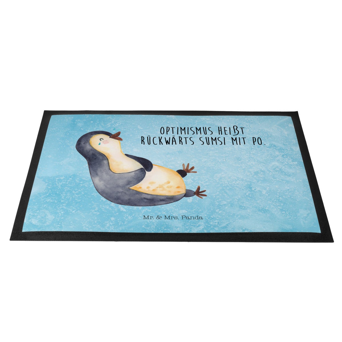 Mr. & Mrs. Panda 40 x 60 cm Deurmat Pinguïn Lachend - IJsblauw