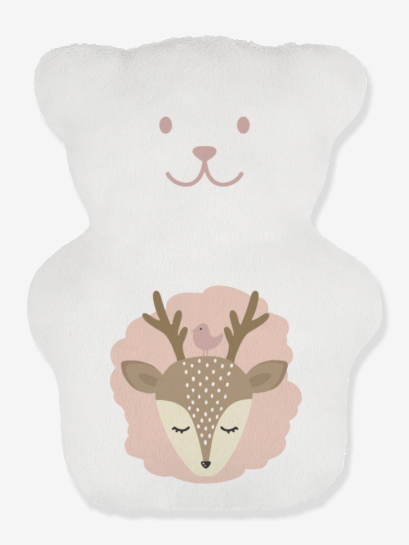 Urso de pelúcia terapêutico Beke Bobo, bege claro, liso com estampas.