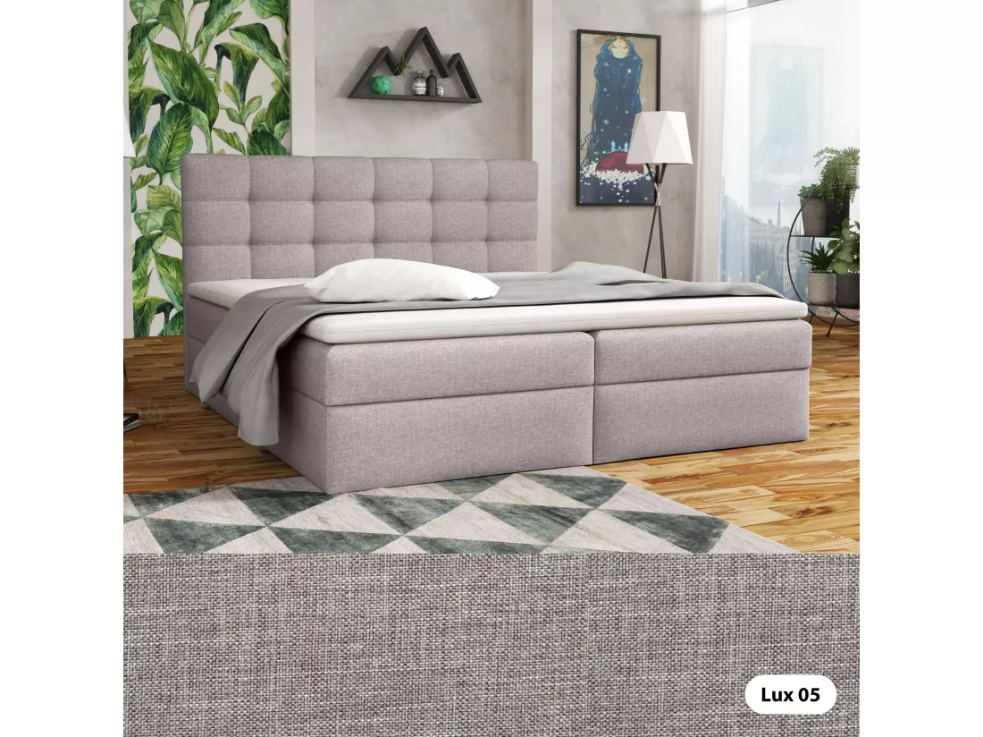 LIT BOXSPRING avec coffre de lit Glame 200x200 cm, Lux 05 (Gris clair)