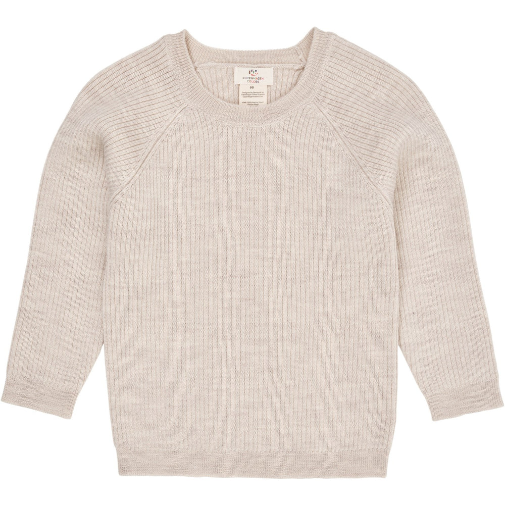 Pale Cream Melange Merino Classic Rib Bluse