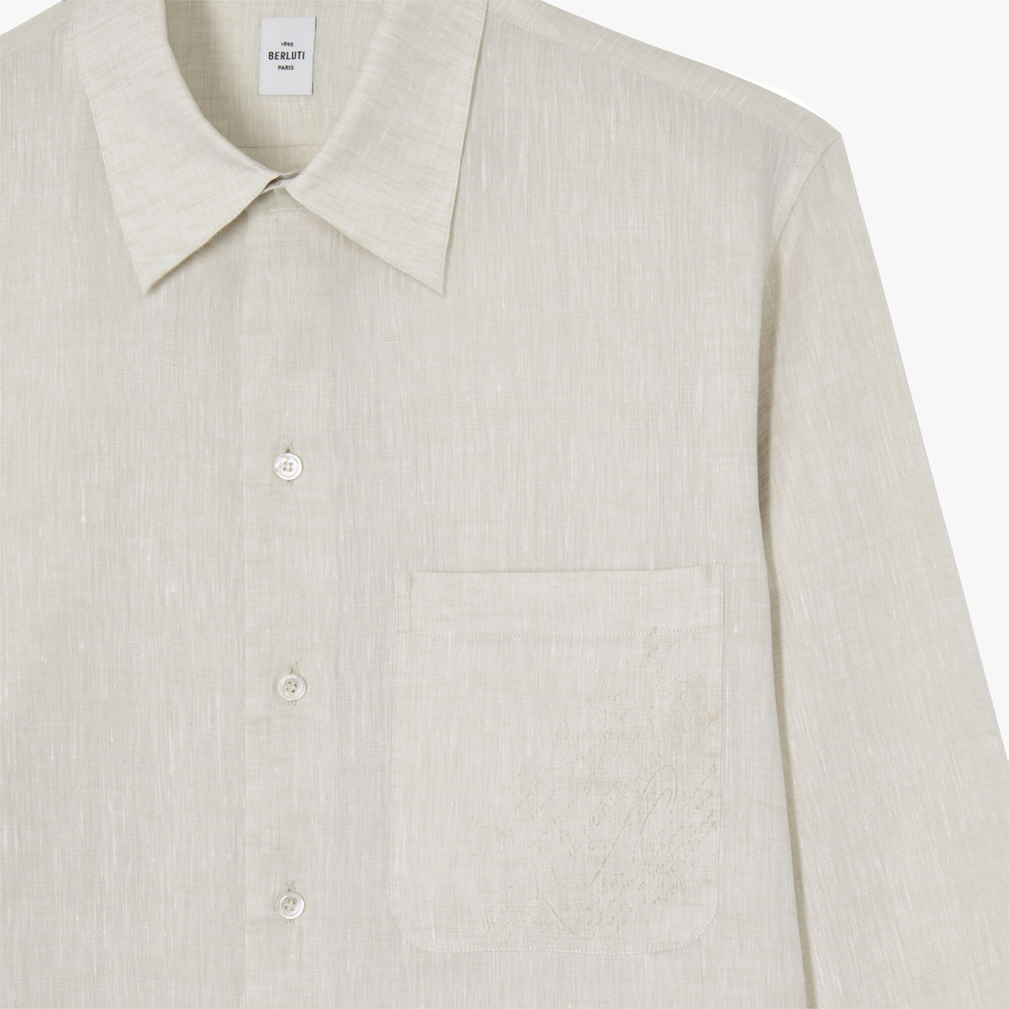 Chemise Droite En Lin Avec Poche Scritto