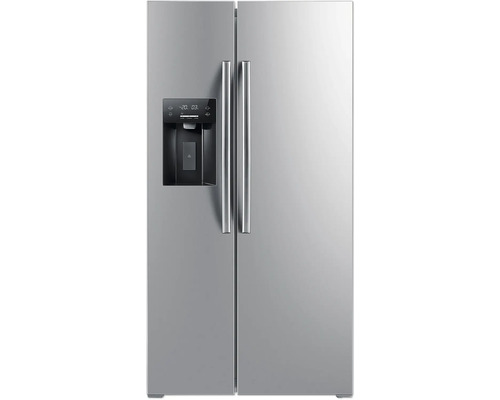Wolkenstein WSBS556NFICMEIX side-by-side koelkast, afmetingen (B x H x D): 91,1 x 178 x 76,6 cm, koelgedeelte: 372 l, vriesgedeelte: 184 l, zilver