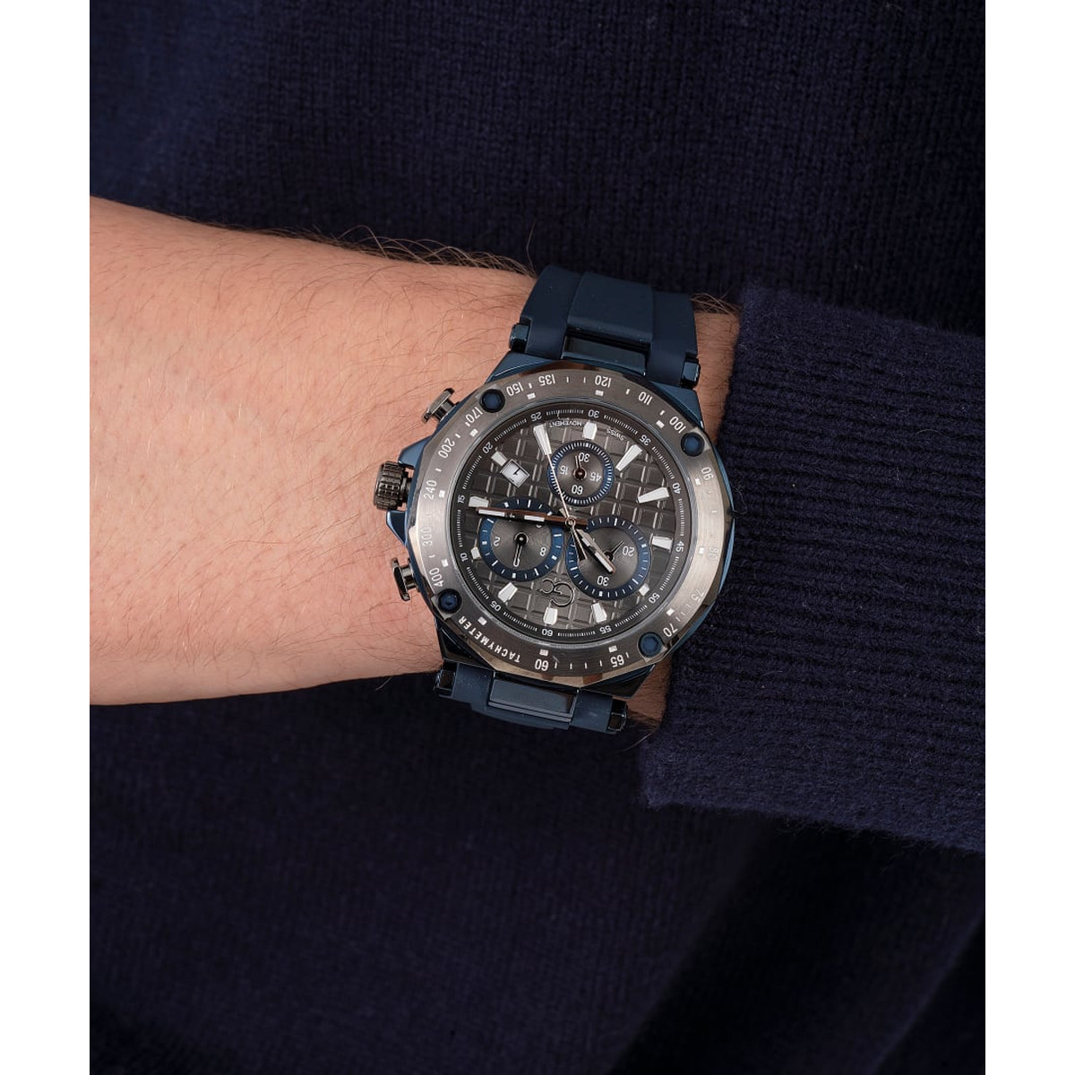 Montre GUESS COLLECTION homme acier noir bracelet silicone bleu