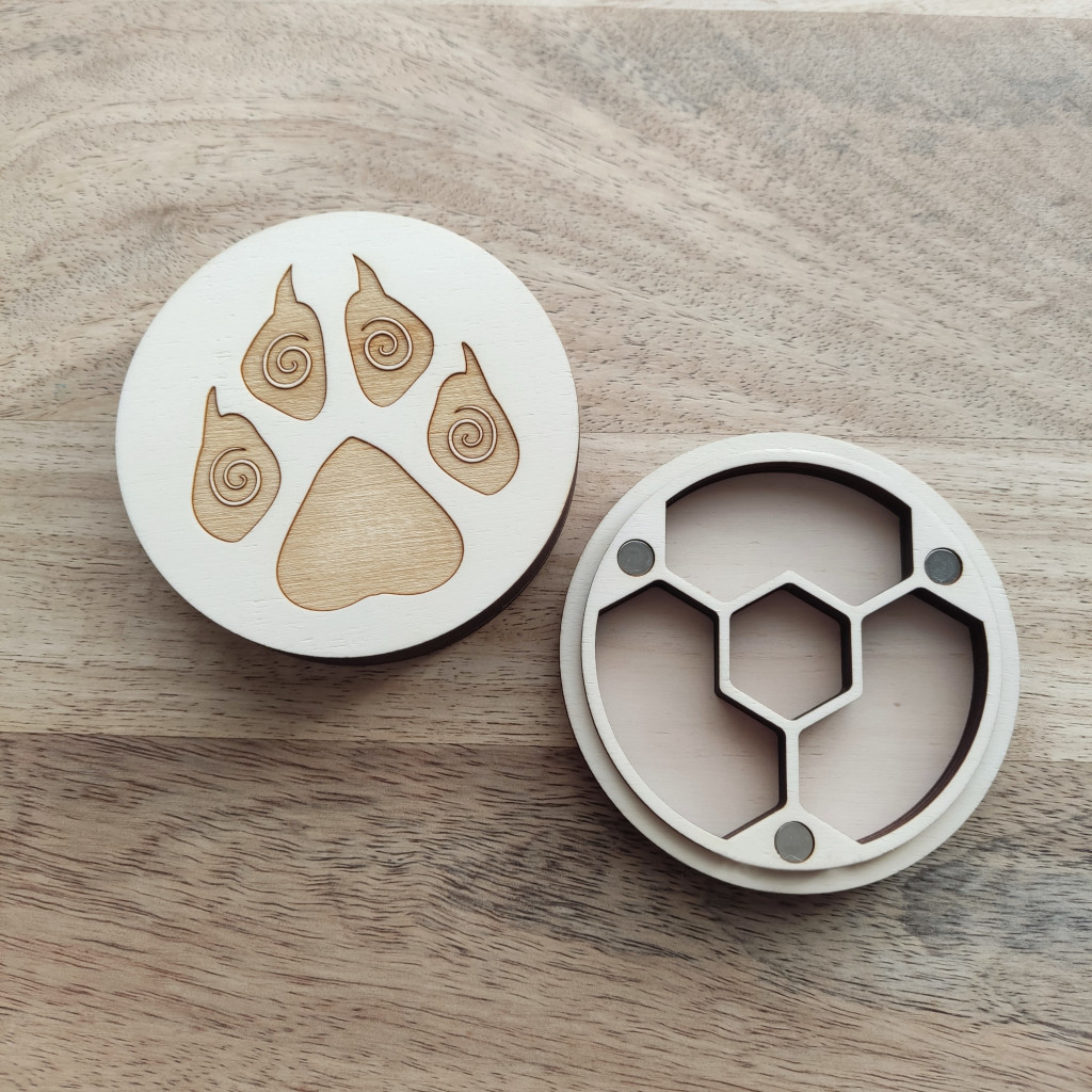 Boite à dés ronde en bois