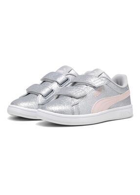 Puma Smash 3.0 Glitz Glam V PS Sneakers, Glacial Gray/Frosty Pink