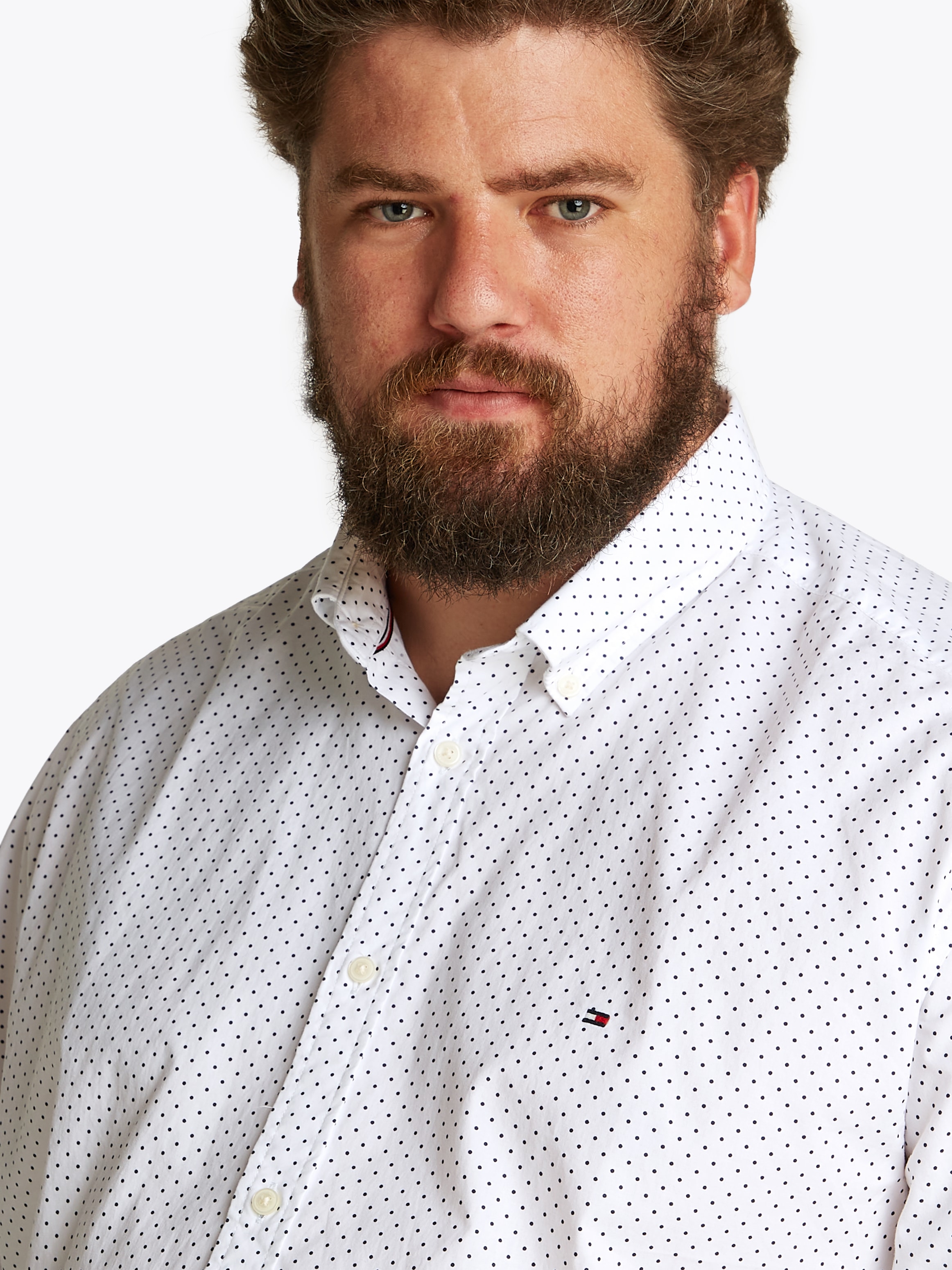 Tommy Hilfiger Big & Tall Langarmhemd »BT-FLEX POPLIN POLKA DOT S-B«, in Grossen Grössen, Logostickerei