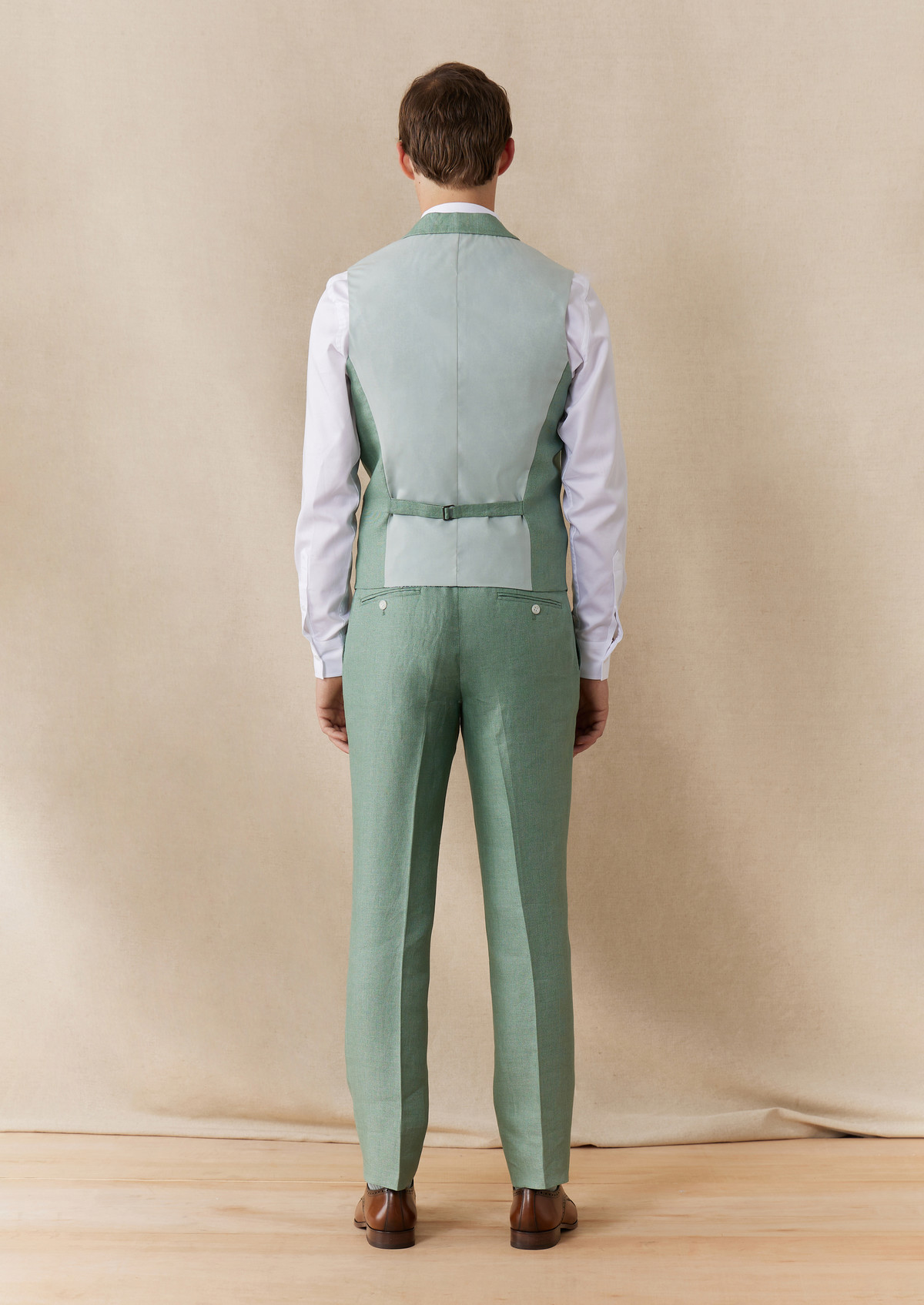 Pantalon coordonnable Slim en lin uni vert