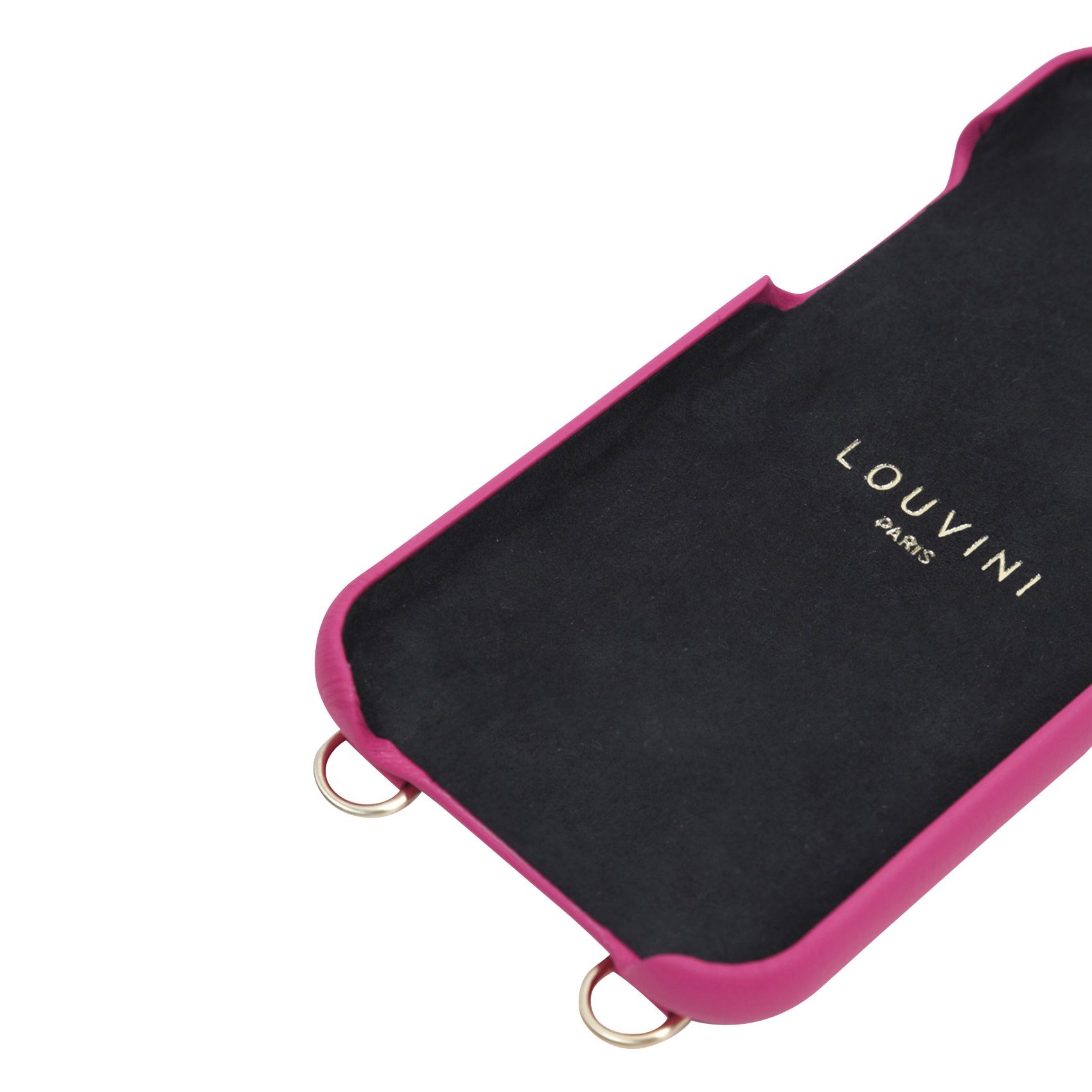LOU - Etui pour iPhone avec pochette en cuir| Rose