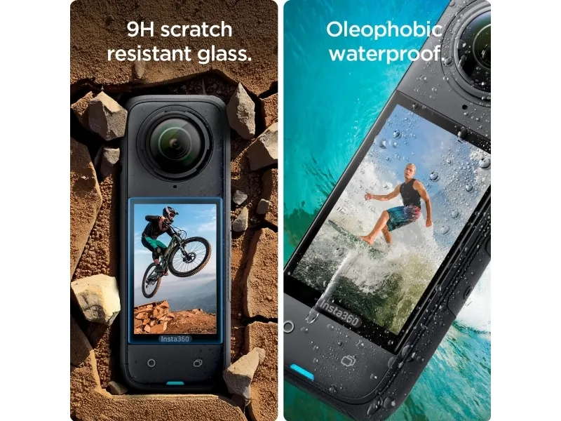 Spigen Glas.tR SLIM, Sort, Transparent, Insta 360 X4, Klar skærmbeskytter, 9H, Ridseresistent, Hængende boks