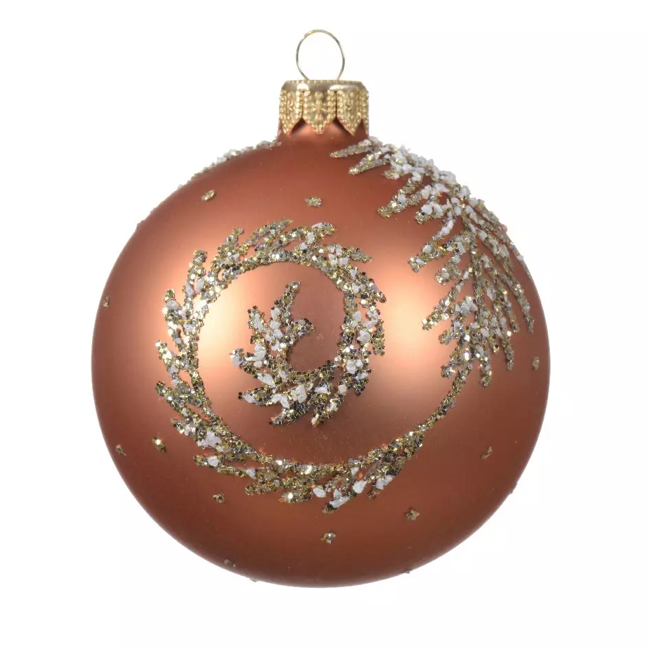 Lot de 6 boules de Noël (D80 mm) en verre Esprit Cuivre