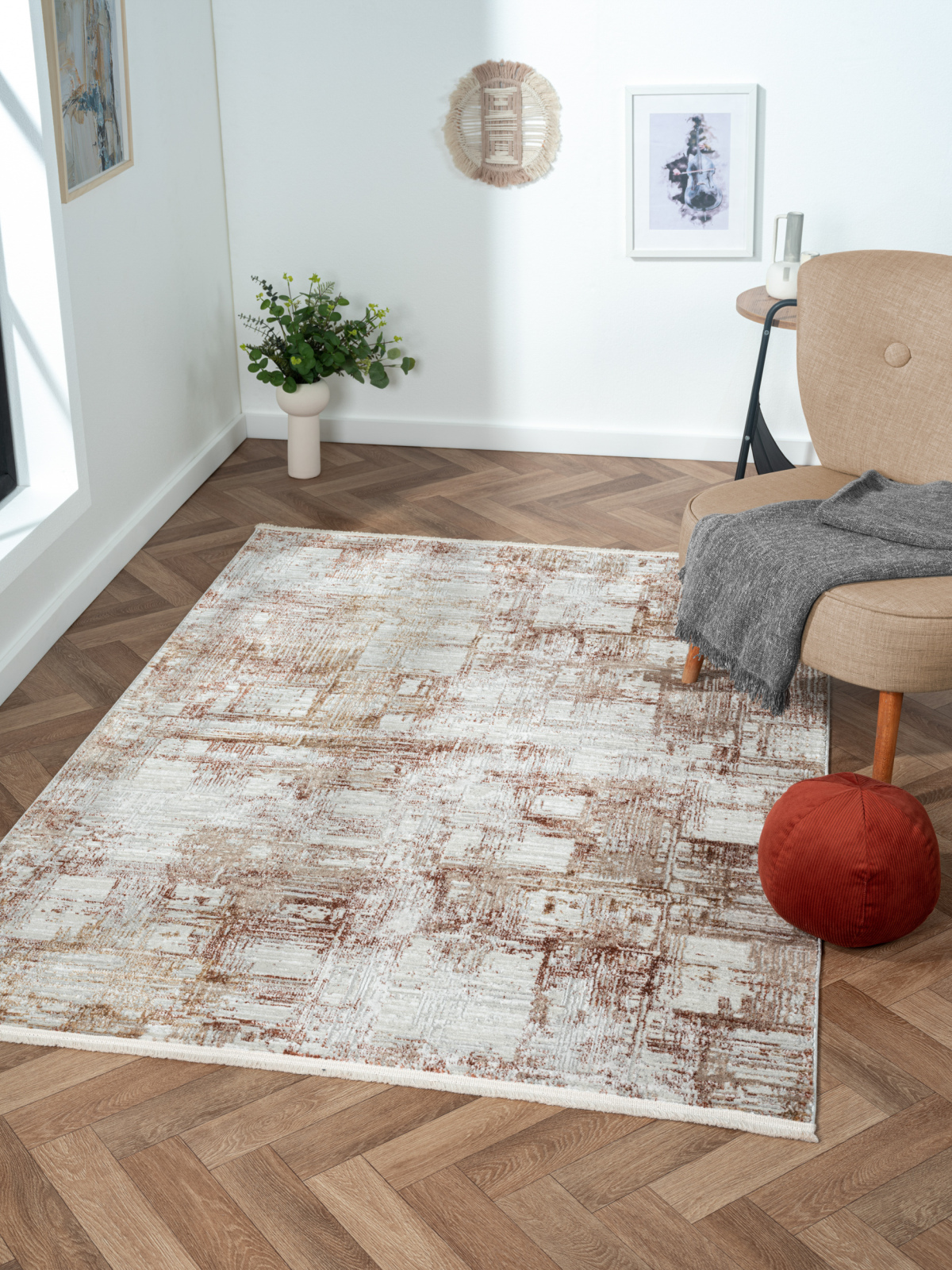 Kurzflorteppich ESME 2 - grau - 140x200 cm