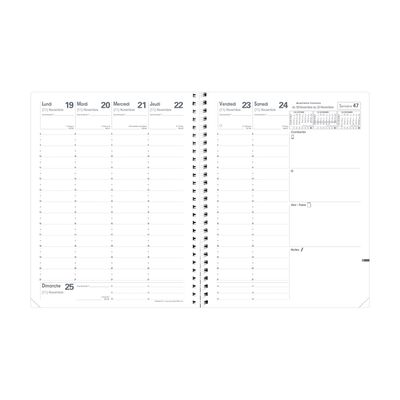 Agenda à spirale Club President avec répertoire - 1 semaine sur 2 pages - 21 x 27 cm - bleu marine - Quo Vadis